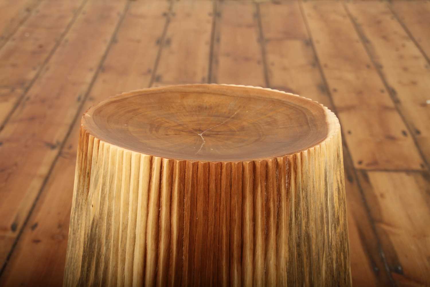 Top view showing solid teak grain and natural cracking